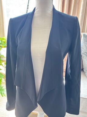 BCBGMaxAzria Black Draped Open-Front Blazer